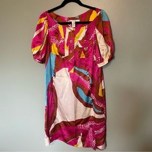 Diane Von Furstenberg 100% Silk Multicolored Shift Dress size 8